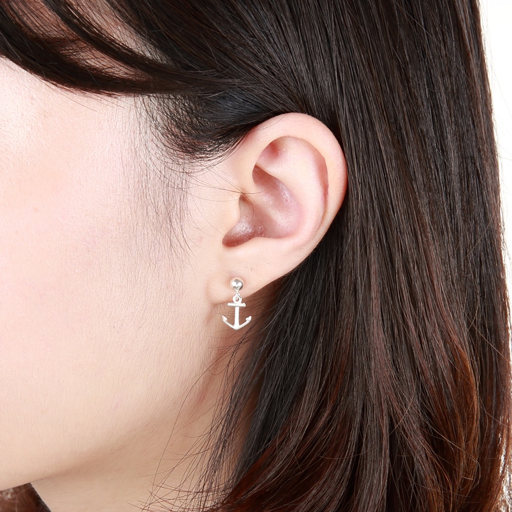 【Angel & Me】穩定 船錨 Anchor s925 純銀 耳環 (可改夾式) 生日 情人節 禮物, , large