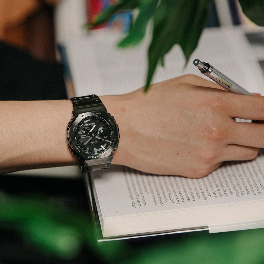 CASIO 卡西歐 G-SHOCK八角 全金屬版 太陽能藍芽雙顯手錶-黑 GM-B2100BD-1A, , large