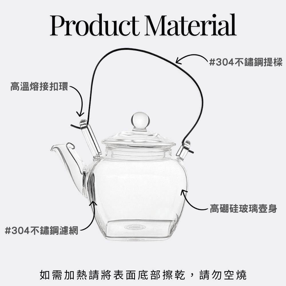 【GlassKing】FH-2032NS 茶趣提樑壺 耐熱玻璃壺 功夫茶具 高硼硅玻璃 分享壺 方形壺, , large