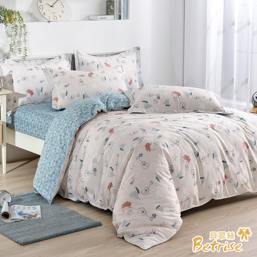 【Betrise】Huamengtianyuan | Environmentally friendly printing and dyeing anti-mite antibacterial 100% combed cotton dual-purpose quilt bed sheet set - extra large, , large