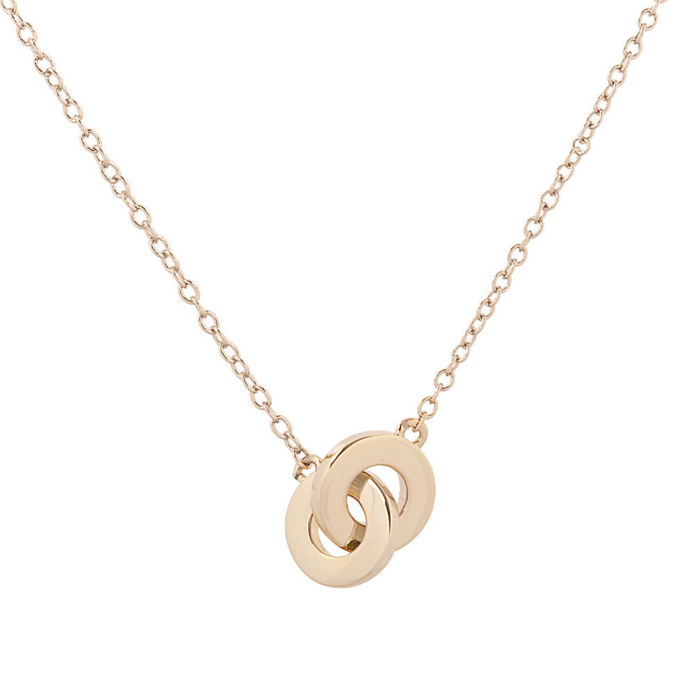 COACH 水鑽及玻璃珍珠連扣圓圈項鍊(金色), , large