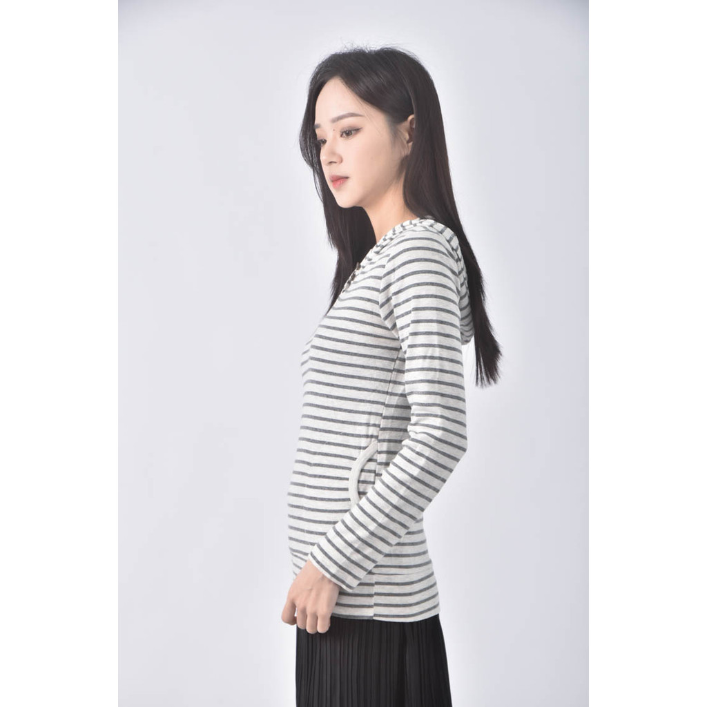 (S) 【又又私服】運動條紋灰色長袖上衣二手衣, , large