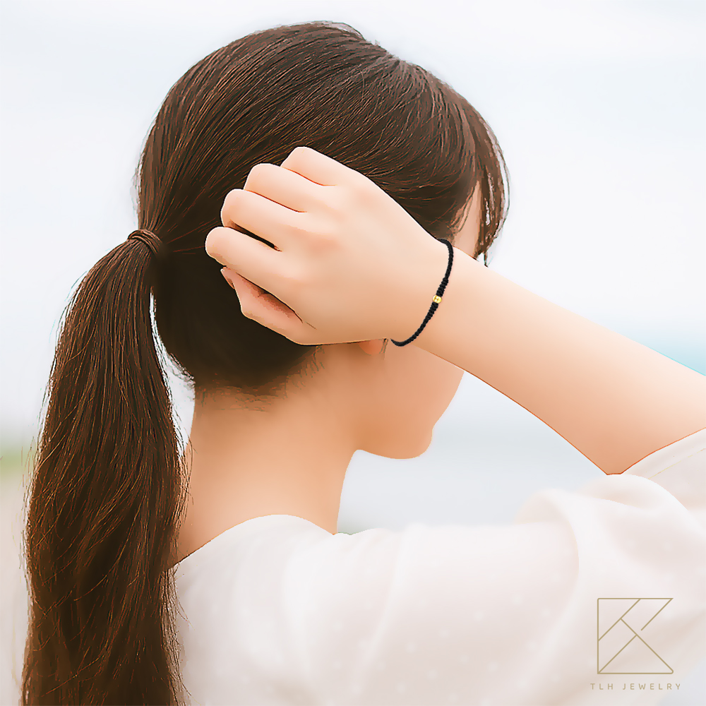 【TLH】黃金墜男女手工編織手繩 純金999 一心一意轉運珠 約重0.01錢, 紅色, large