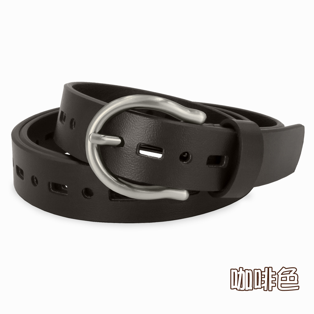 【CH-BELT 銓丞皮帶】排洞細版女帶 俏皮縷空 流行女生皮帶腰帶(黑/咖), , large