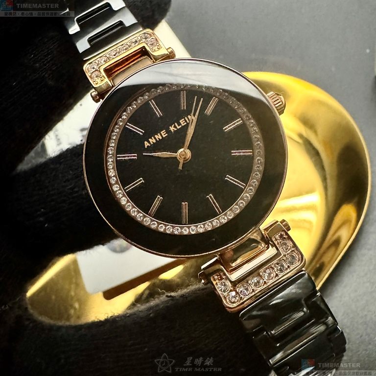 [星晴錶業]ANNE KLEIN手錶,30mm,AN00459黑色錶面黑錶殼深黑色陶瓷錶帶款, , large