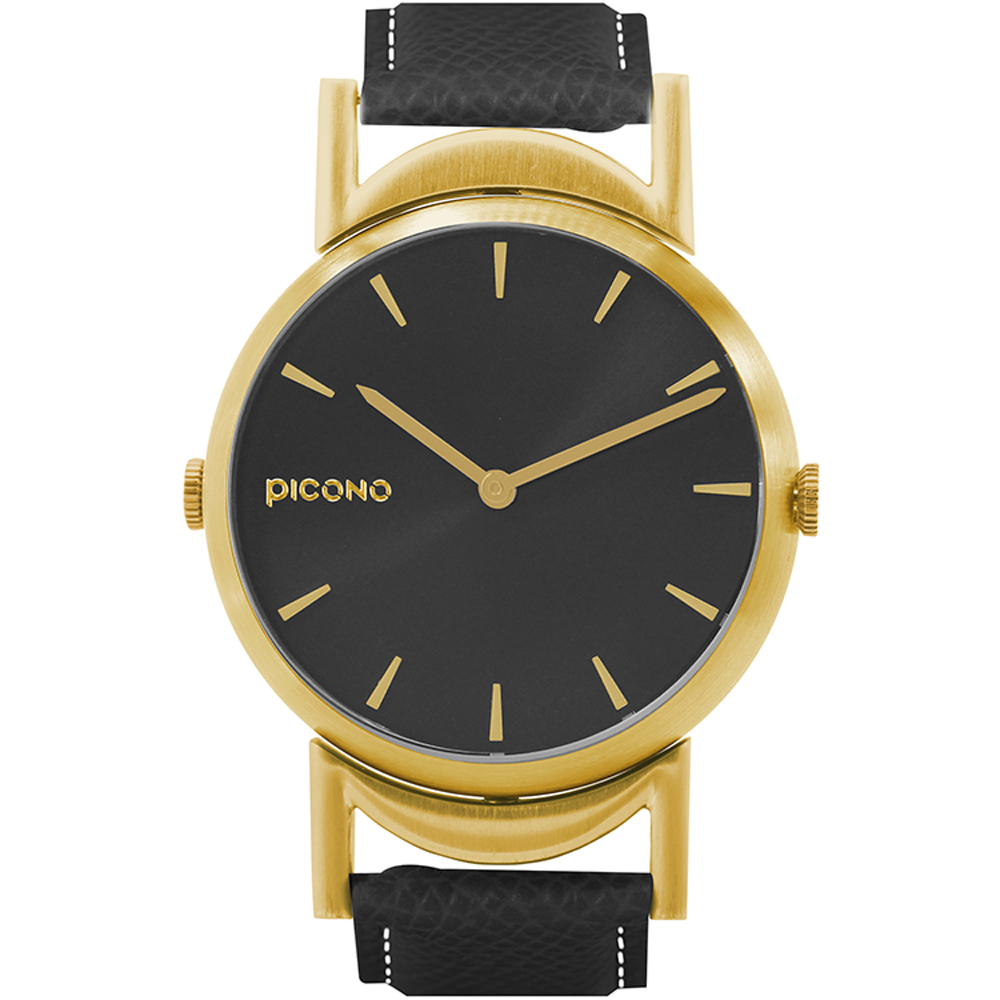 【PICONO】Twin collection double watch surface black leather strap watch-Gold / TN-11501, , large