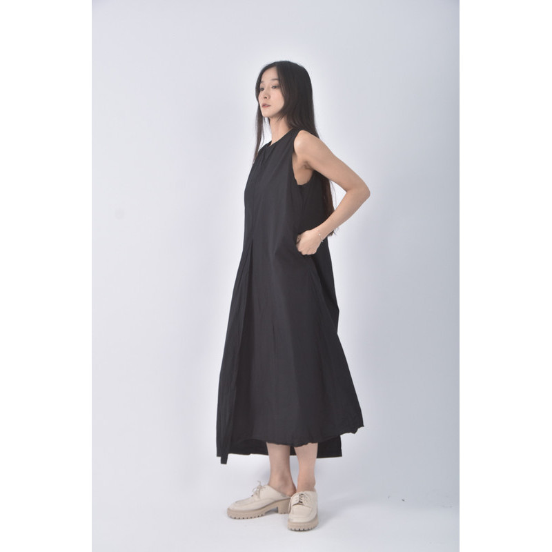 (M) hinota質感開岔黑色洋裝二手衣, , large