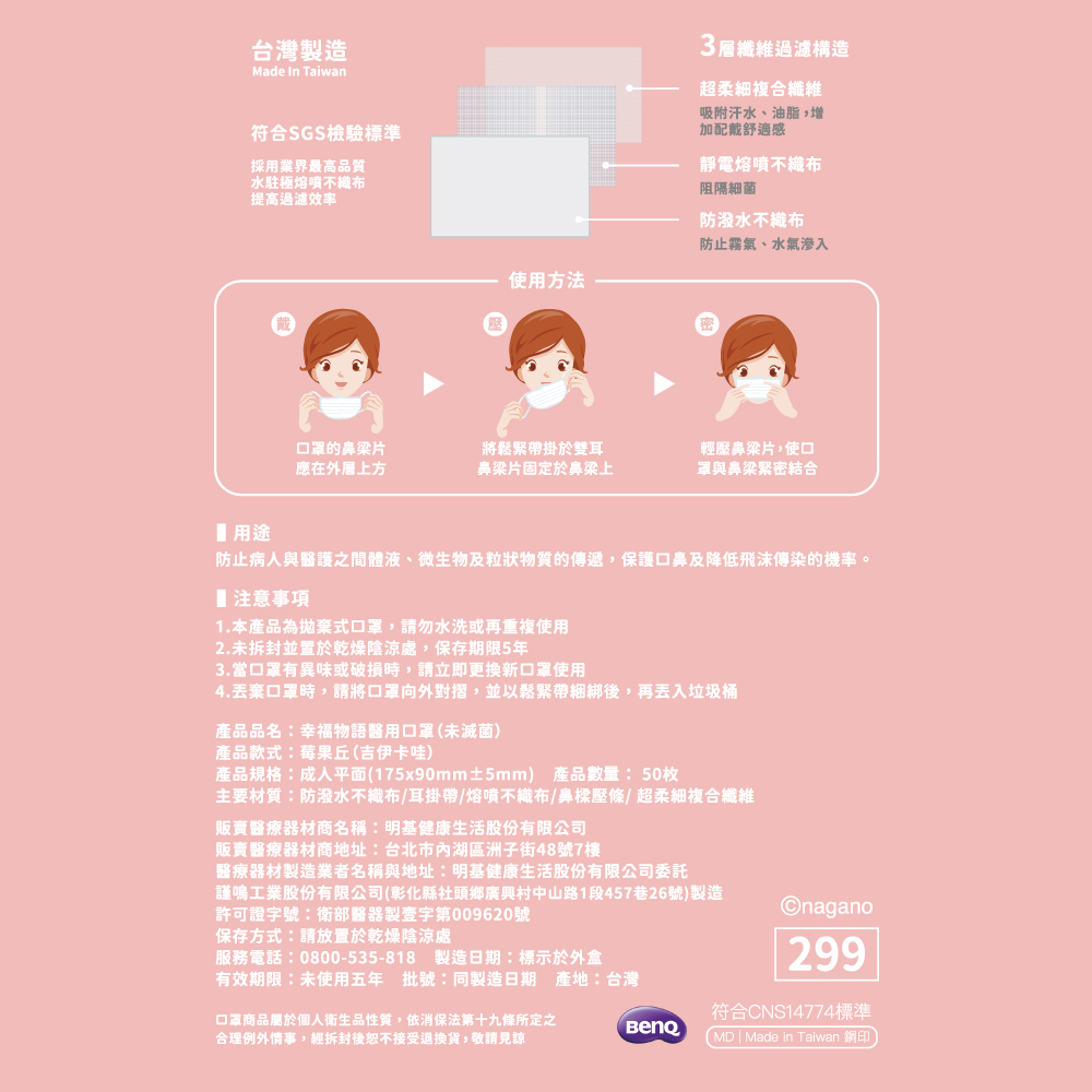 [正光藥局]幸福物語-吉伊卡哇成人醫用口罩50入 (吉伊卡哇) /盒, , large