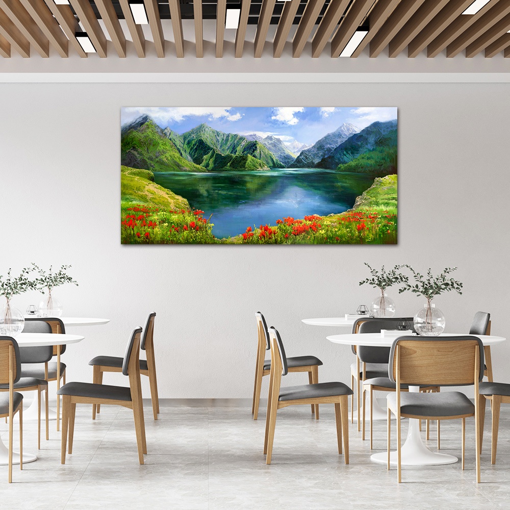 【御畫房】天池 國家一級畫師手繪油畫60×120cm(VF-128), , large