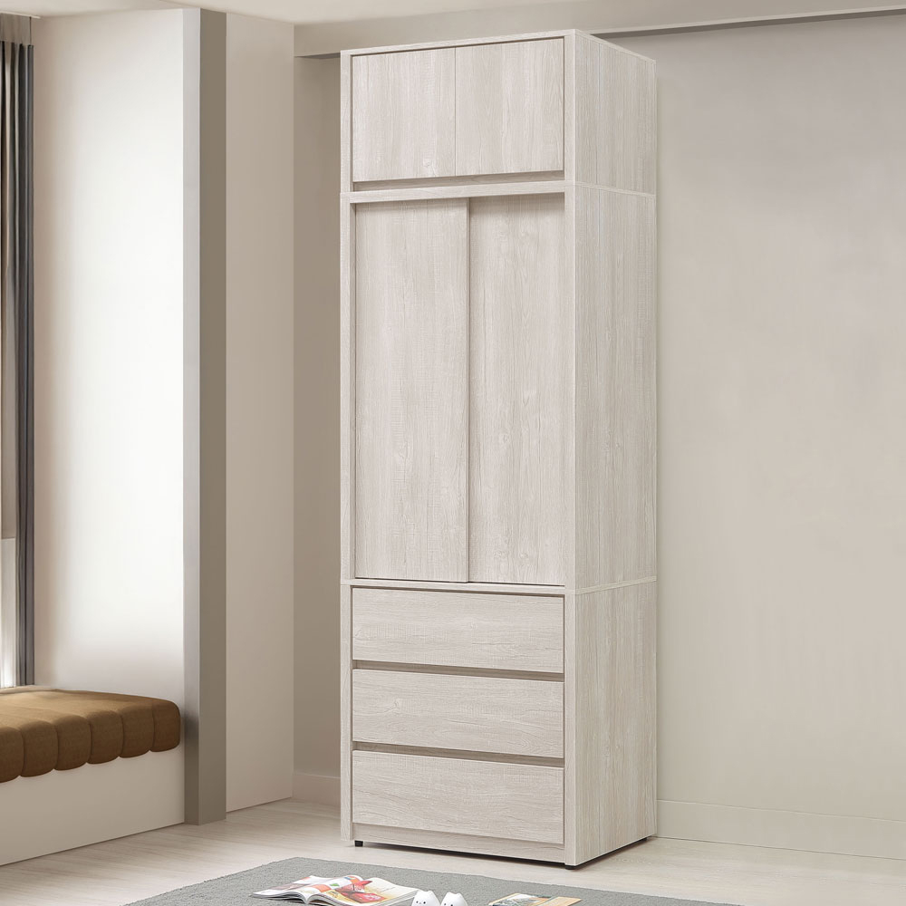 【Homelike】喜家居2.7尺推門衣櫃-含被櫥(2541), , large