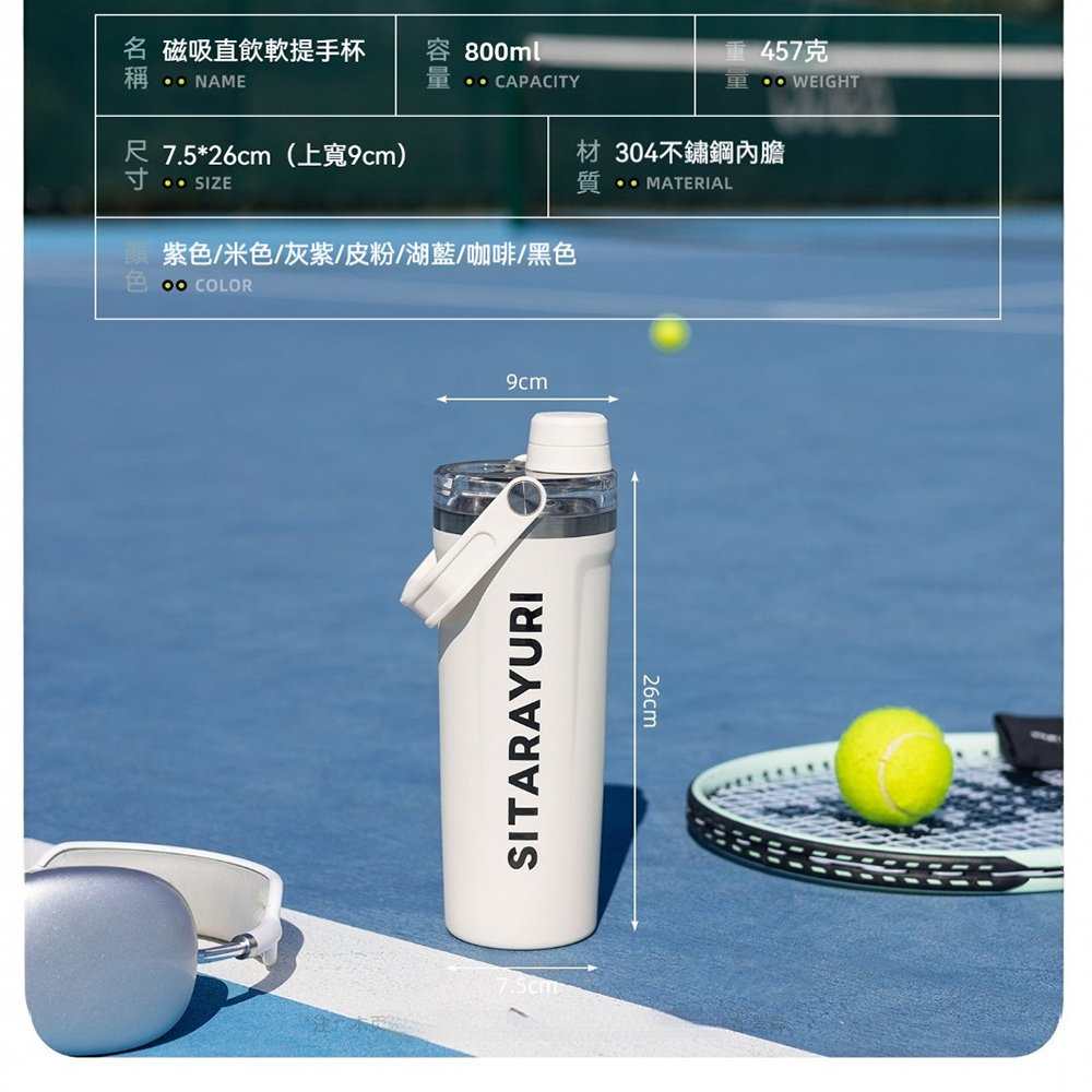 【H&R安室家】SITARAYURI 雙飲提把304不鏽鋼保溫瓶800ml(H82), , large