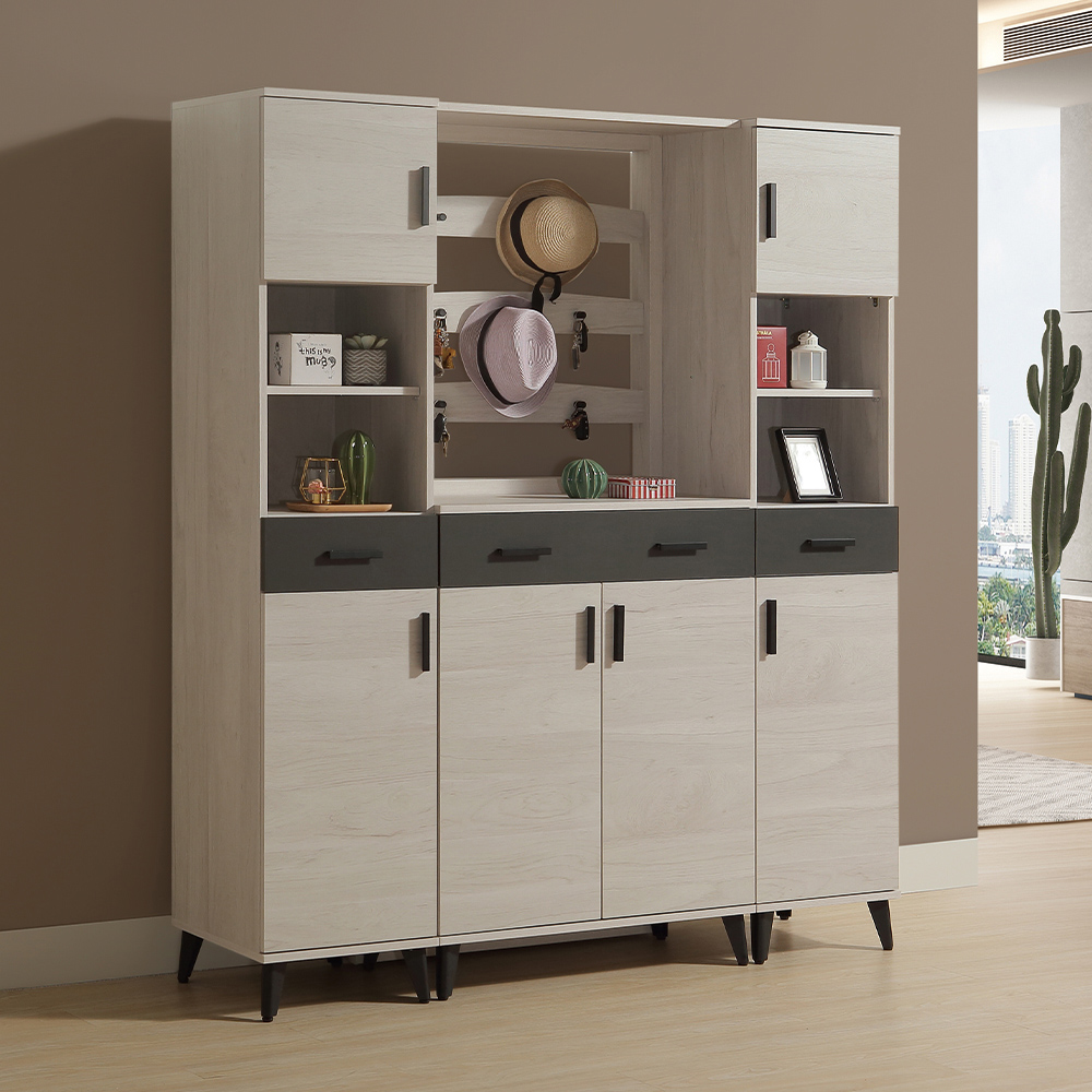 【唯熙傢俱】米可橡木白2.6尺鞋櫃, , large