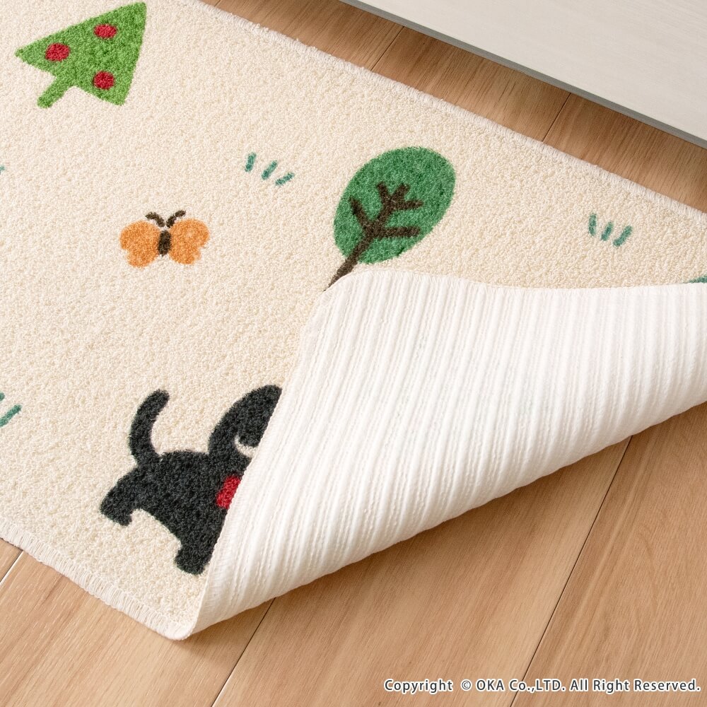 【日本Oka】日本製再生印花廚房地墊45×120cm(悠然時光款/可機洗/厚4mm), , large