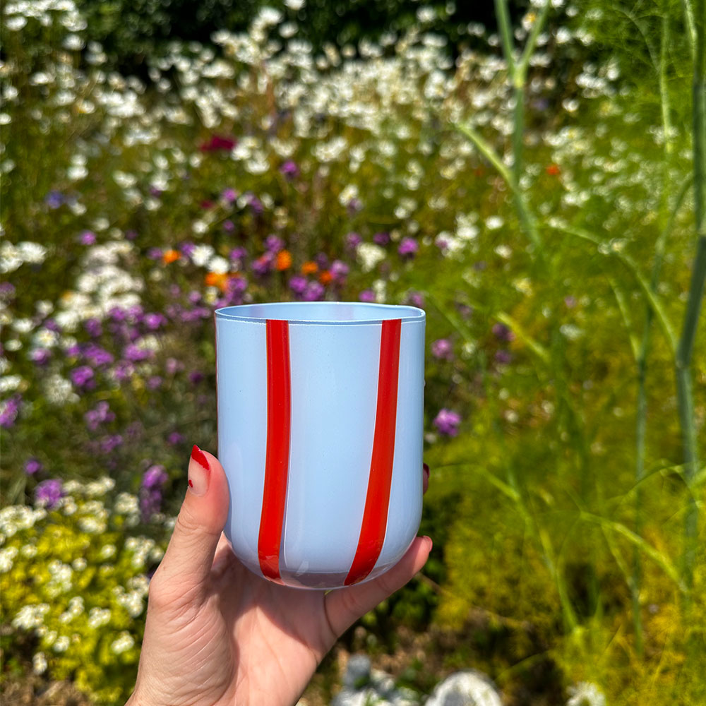 【英國 MÆGEN】Atina 條紋玻璃水杯-藍, , large