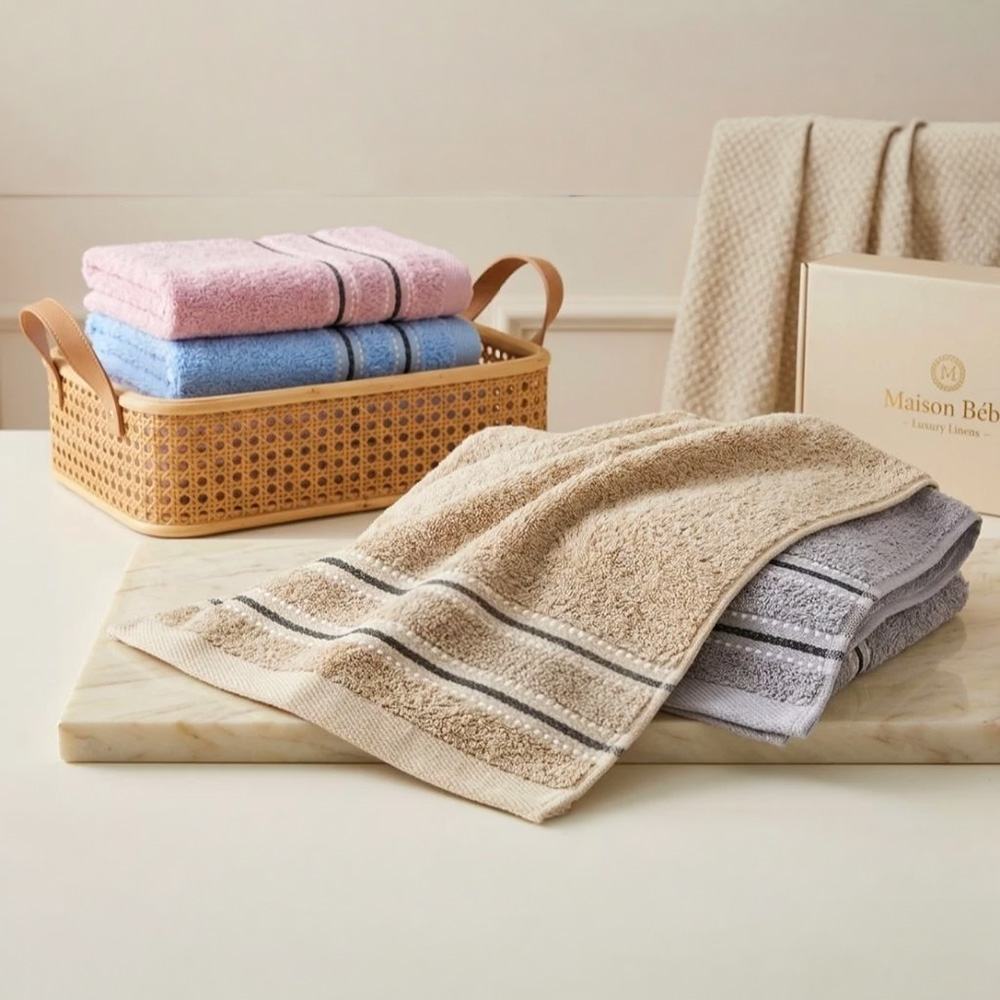 凱美棉業｜12入組 MIT台灣製 16兩純棉歐色緞面雙黑線條童巾, , large