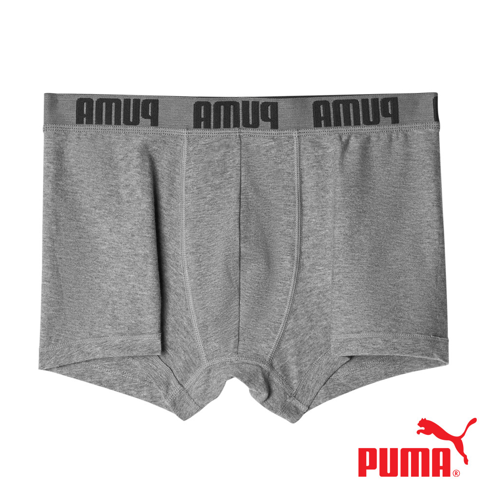 PUMA 平口內褲 1件組 彪馬 跳豹 男內褲 平角內褲 修身 防捲邊 貼合 耐穿 柔軟 棉質 排汗 透氣 抗菌 黑 灰, 灰,M, large