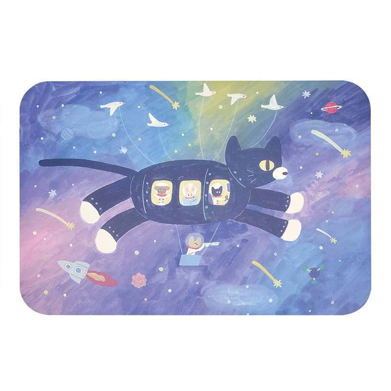 【怪獸】新銳設計師 10秒頂吸 軟式珪藻土吸水地墊 阿文 (60x40cm) -夜空中的冒險