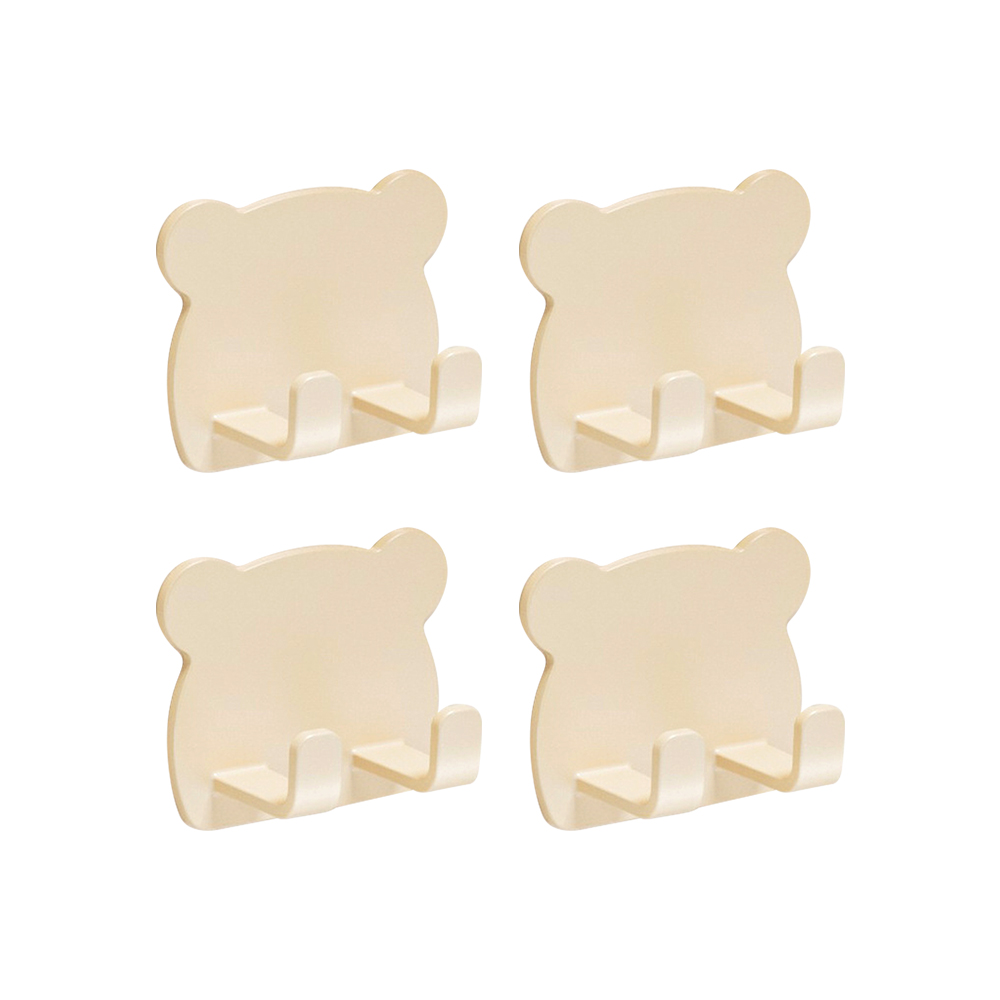 【Besthot】可愛小熊造型壁掛勾－4入組, 奶油白, large