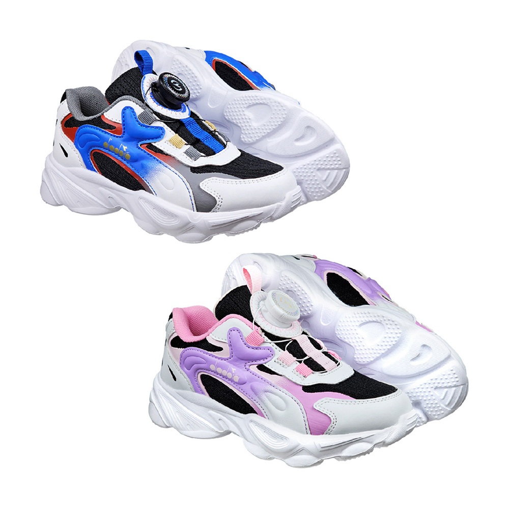 DIADORA迪亞多那 疾光兒童運動鞋 童運動鞋 童鞋 寬楦 透氣 康特杯 保護後跟 抗菌 除臭 吸震 減壓 黑藍 黑紫