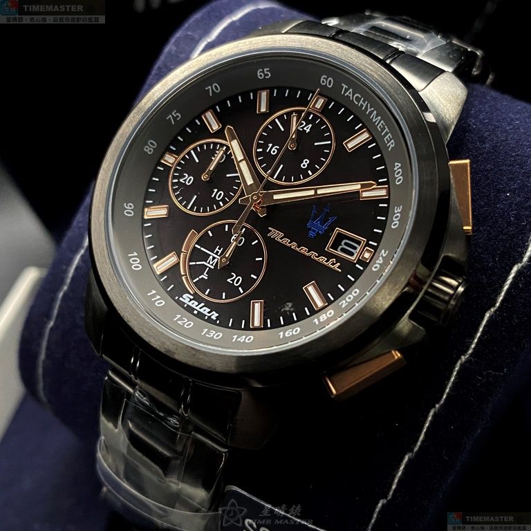 [星晴錶業]MASERATI手錶,44mm,R8873645001黑色錶面黑錶殼深黑色精鋼錶帶款, , large