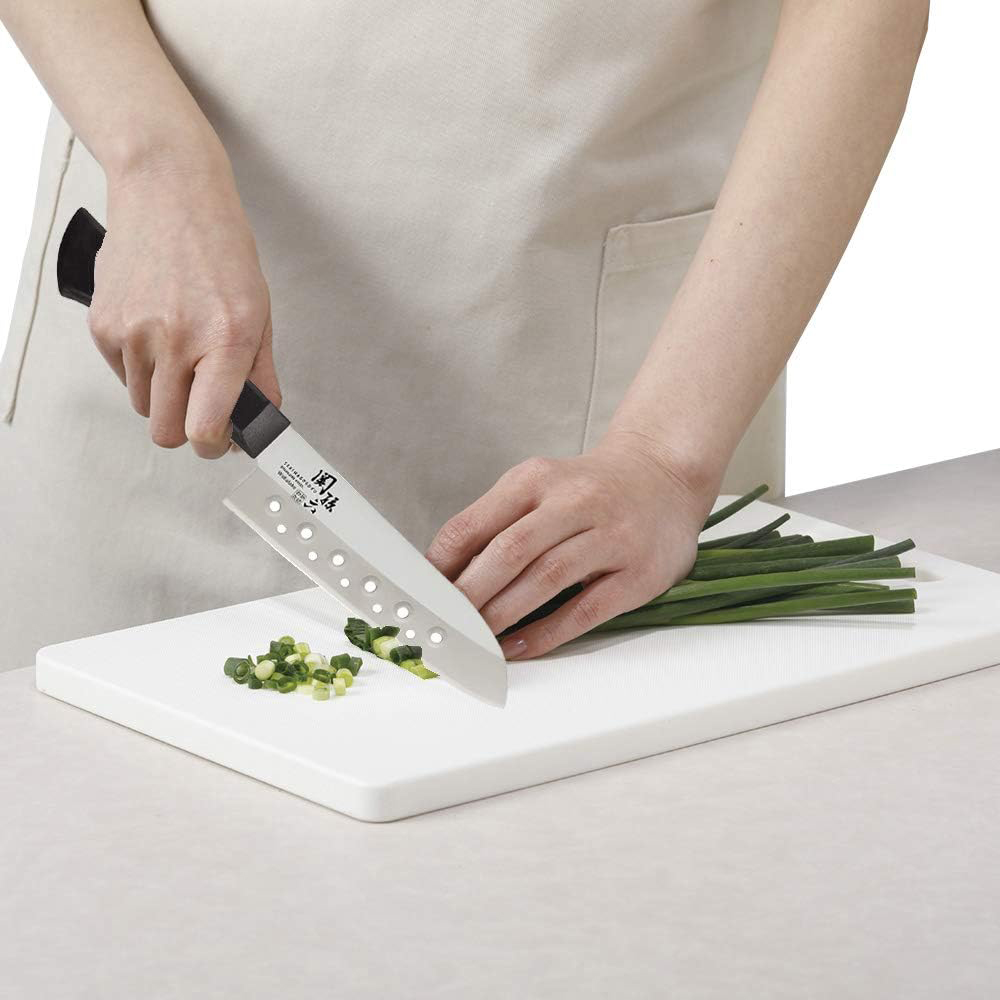 【日本貝印KAI】日本製 若竹名刀 關孫六 料理刀 廚房刀 不鏽鋼刀-16.5cm(帶孔三德刀), , large