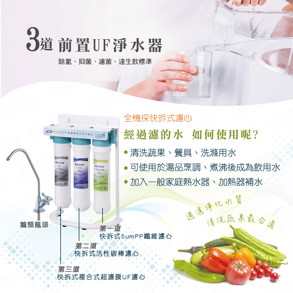 【Toppuror 泰浦樂】快拆式前置3道UF淨水器_ JC46867, , large