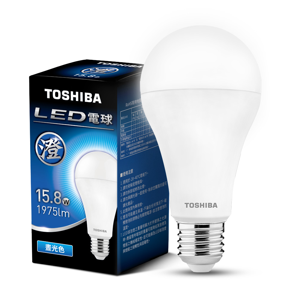 [TOSHIBA] 4-pack of Cheng Series LED Wide Angle Bulbs, 15.8W, High Brightness, Energy Saving (Daylight Color), , large