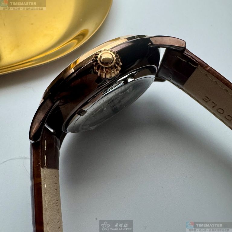 [星晴錶業]Kenneth Cole手錶,44mm,KCWGE2122404古銅色錶面玫瑰金錶殼咖啡色真皮皮革錶帶款, , large