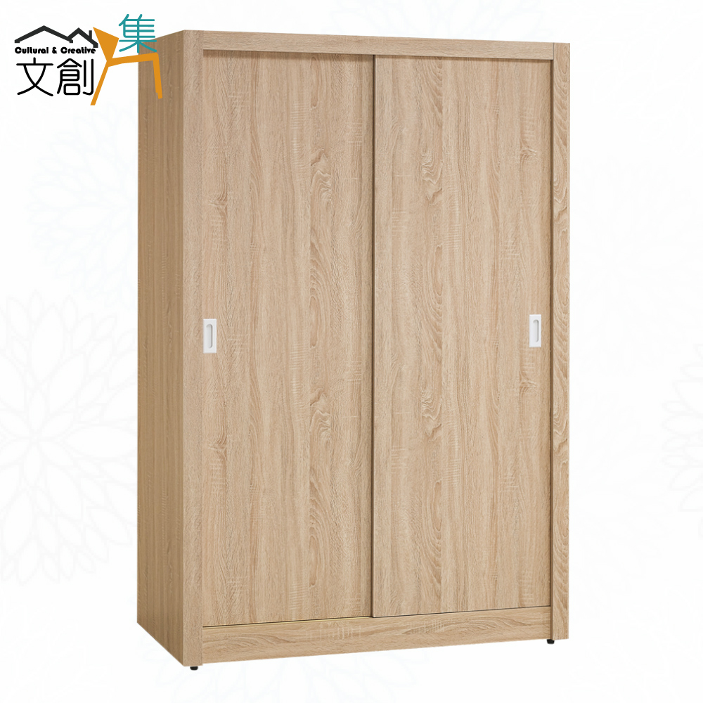 【文創集】卡蒂柏4.1尺推門衣櫃(客約商品)原橡木紋色系, , large