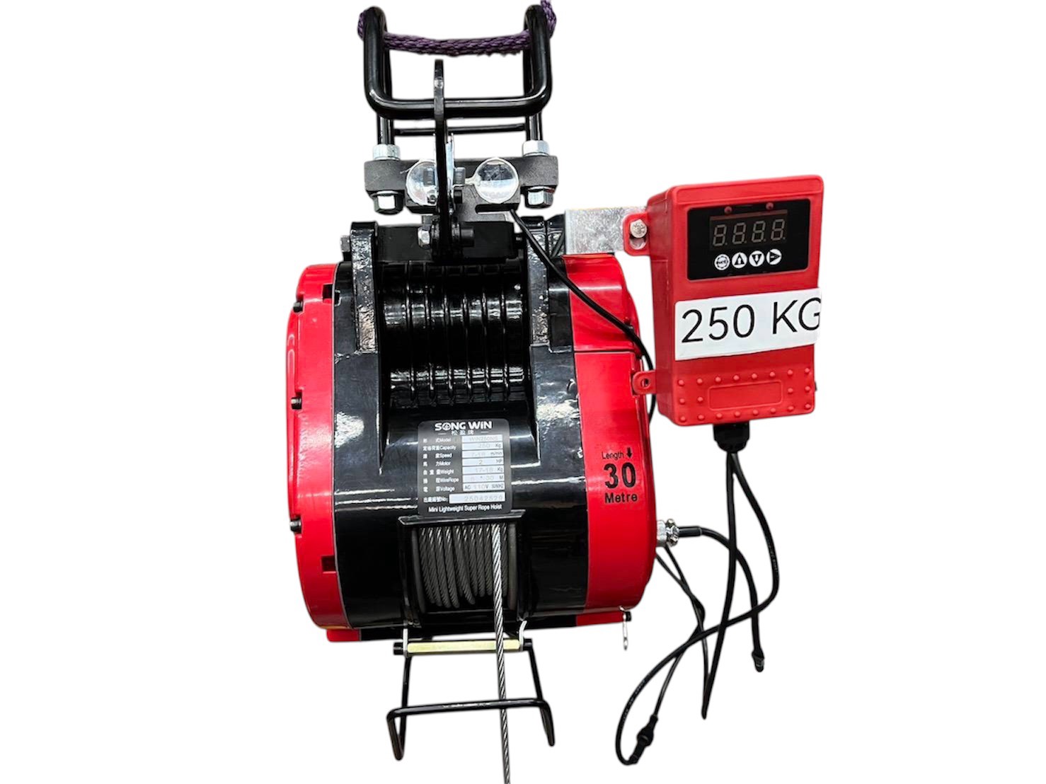 WIN五金 松盈牌 SONG WIN 電動吊車<200SS*45M快速型+過負載-線控> 捲揚機 過負載 電子吊秤 電動絞盤, , large