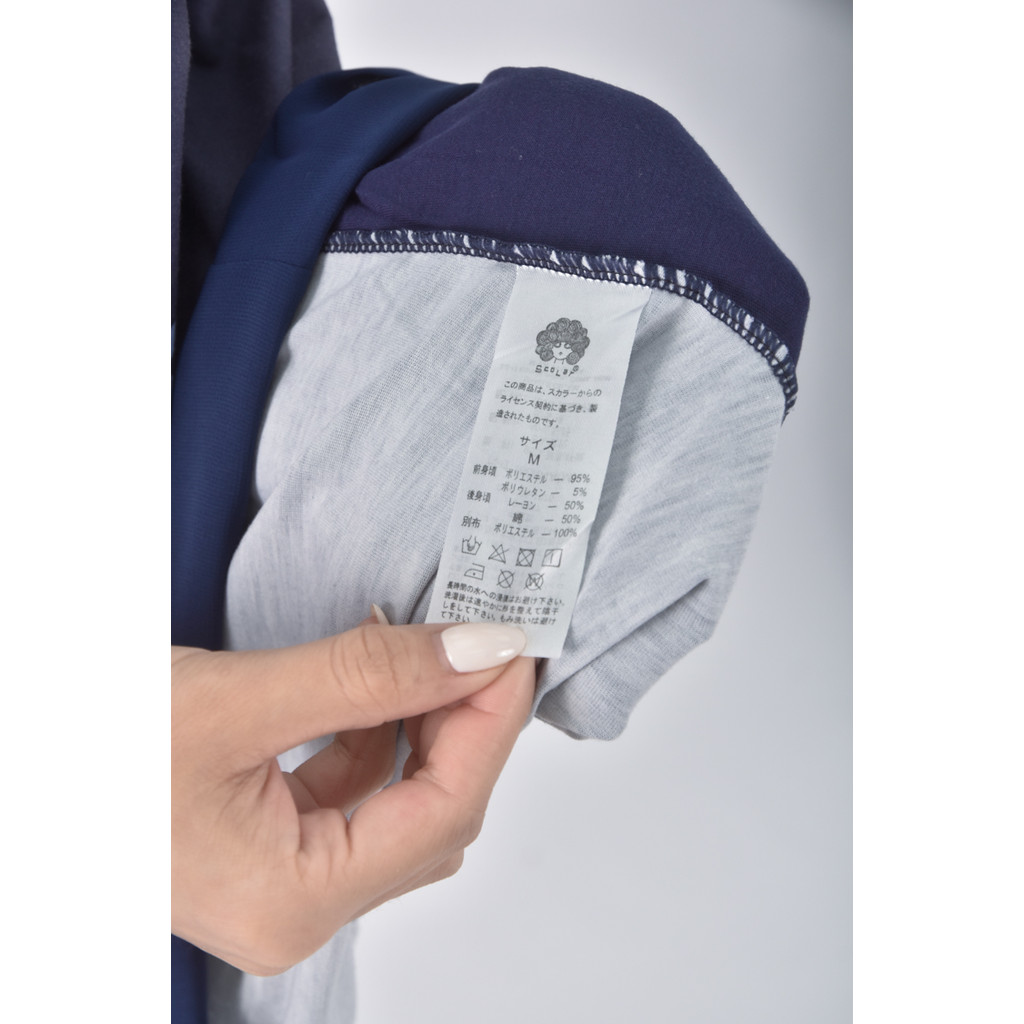 (M) scolar棉質連袖藍色短袖上衣二手衣, , large