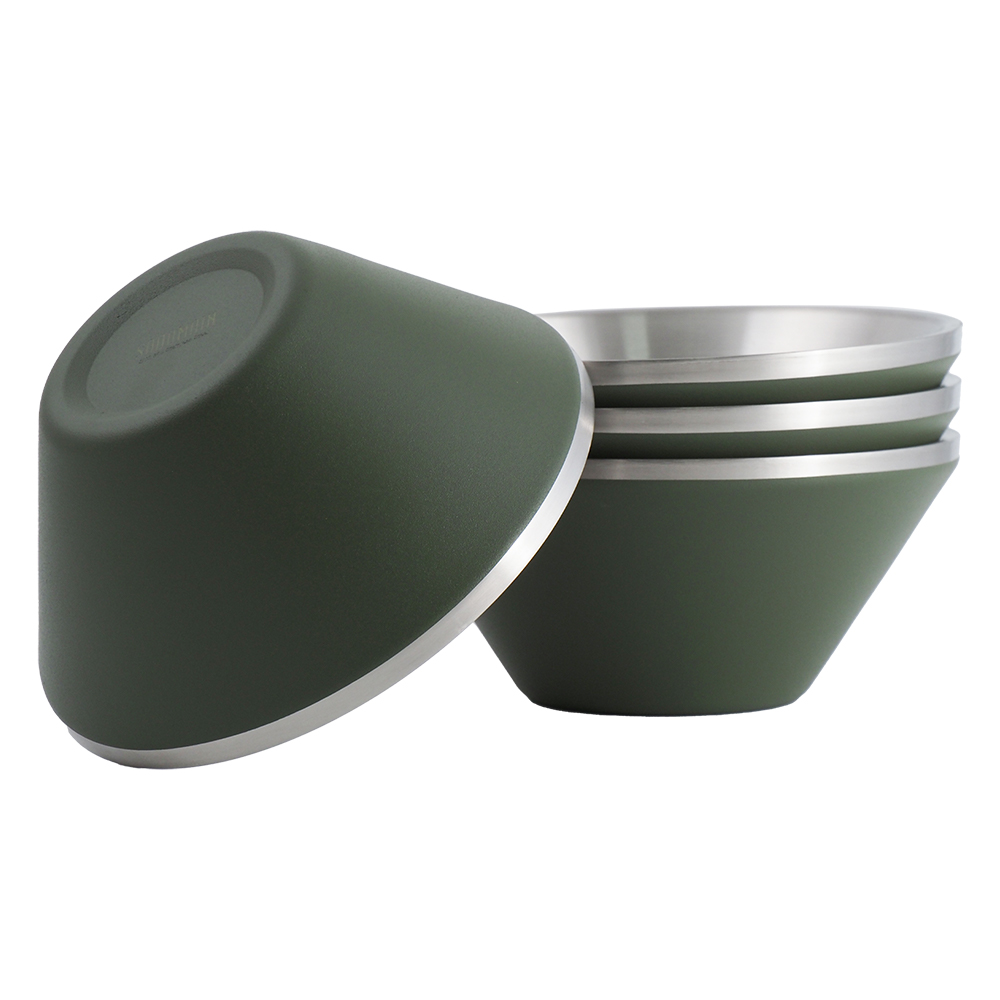 仙德曼雙層304不鏽鋼笠形碗-4入-抹茶綠-1入, , large