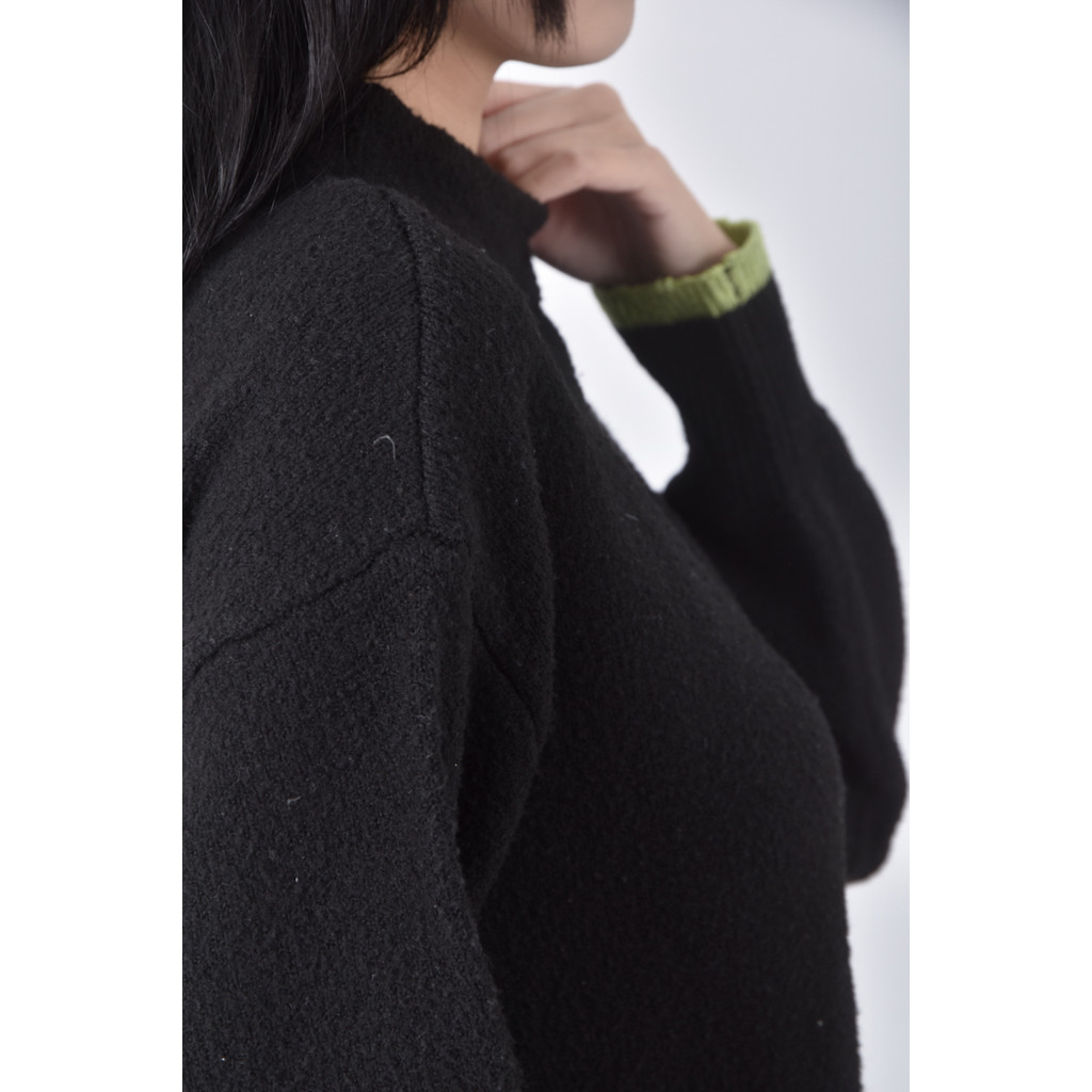 (M) 質感圓領黑色長袖上衣二手衣, , large