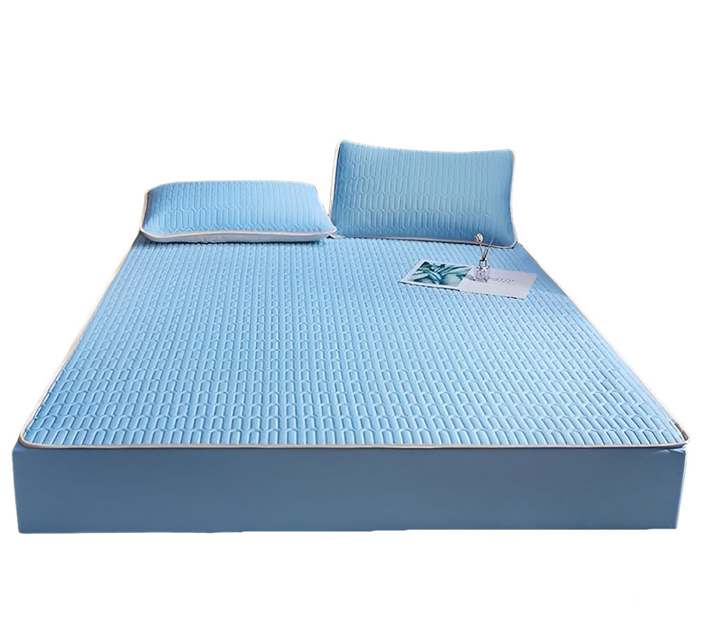 HABABY Huan'an Home Furnishings [Gift Set] Bed Sheet Latex Cooling Mat, Standard Double Size, Sky Blue, , large
