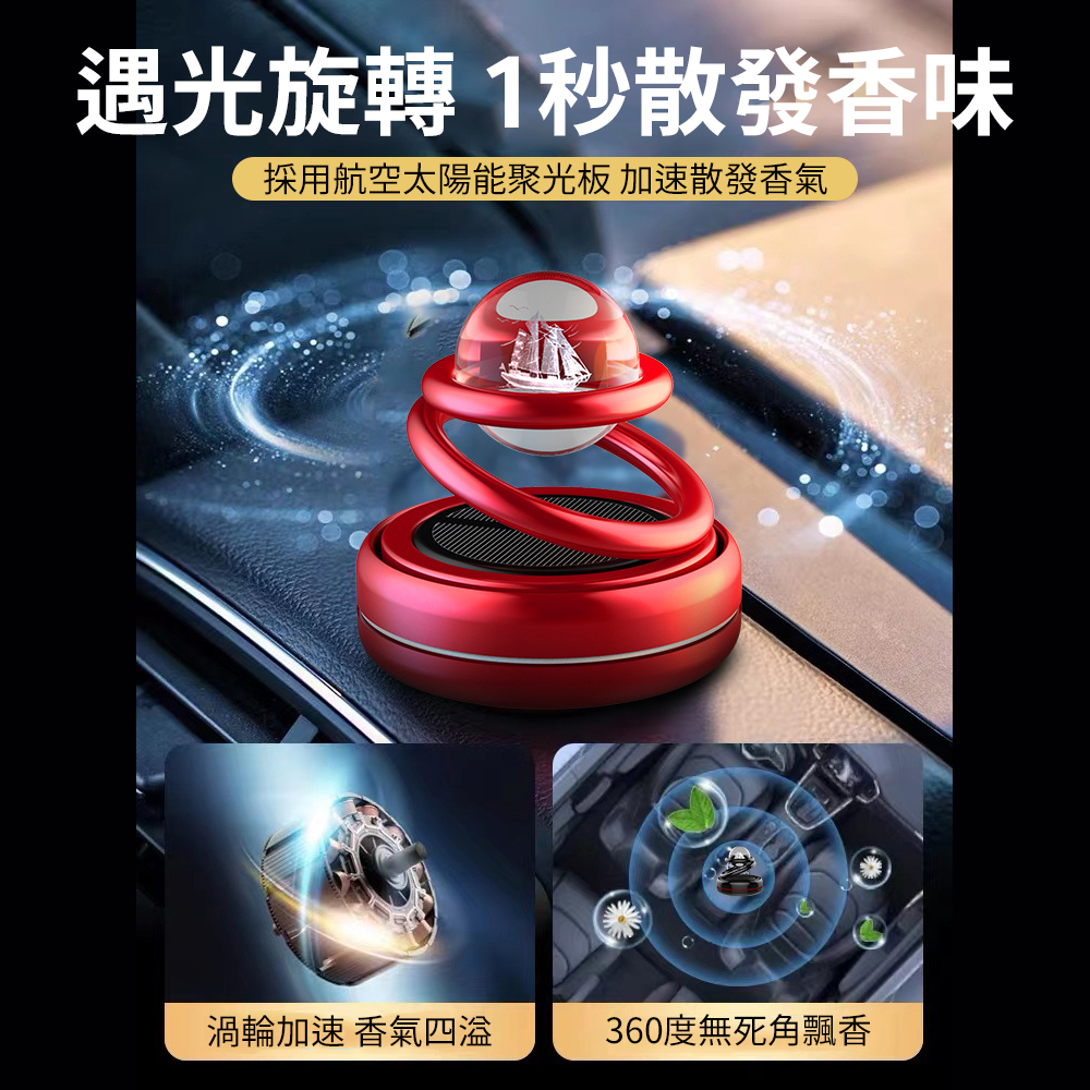 [Solar-Powered Floating Planet Fragrance] Rotates When Exposed to Light, Enhances Scent Diffusion, For Car & Indoor Use, Air Purification, Odor Removal, Antibacterial, , large