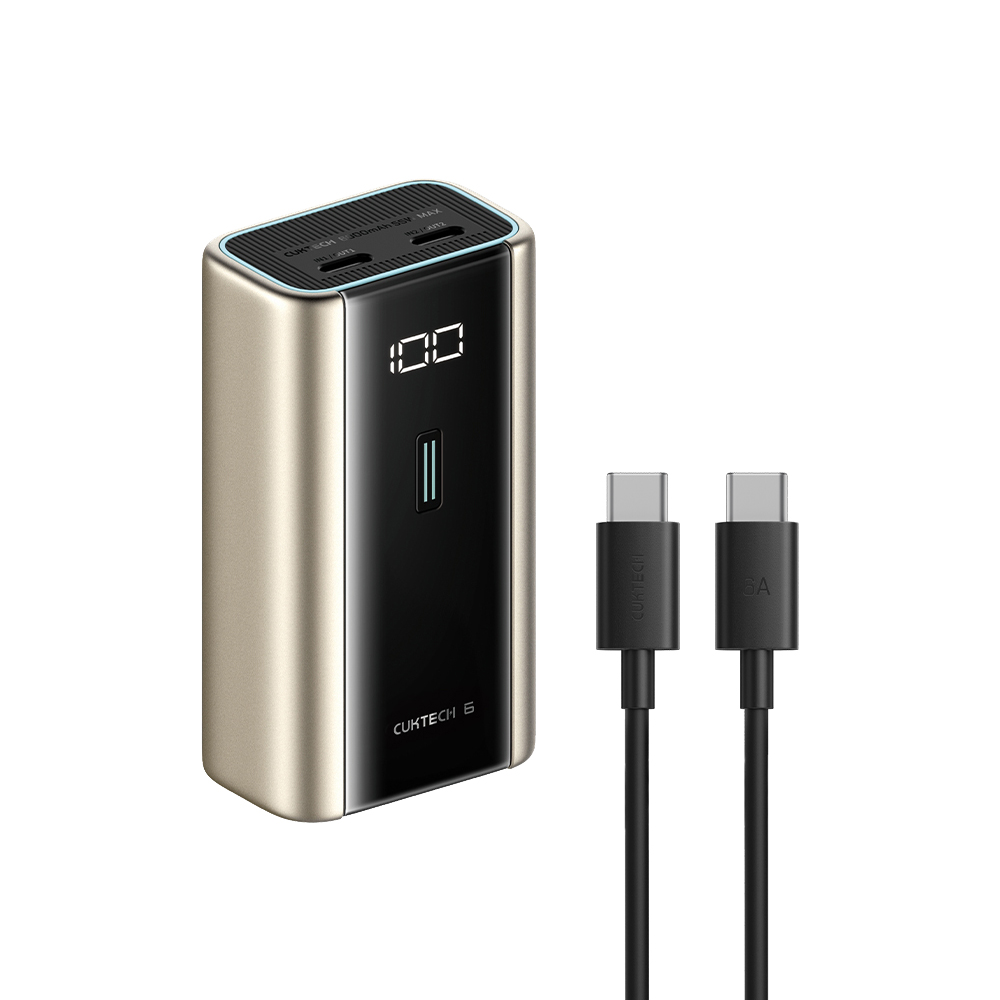 【Wh+CCC】CUKTECH 酷態科 6號 55W 行動電源 附15cm Type-C線 6000mAh (PB060) - 金色, , large