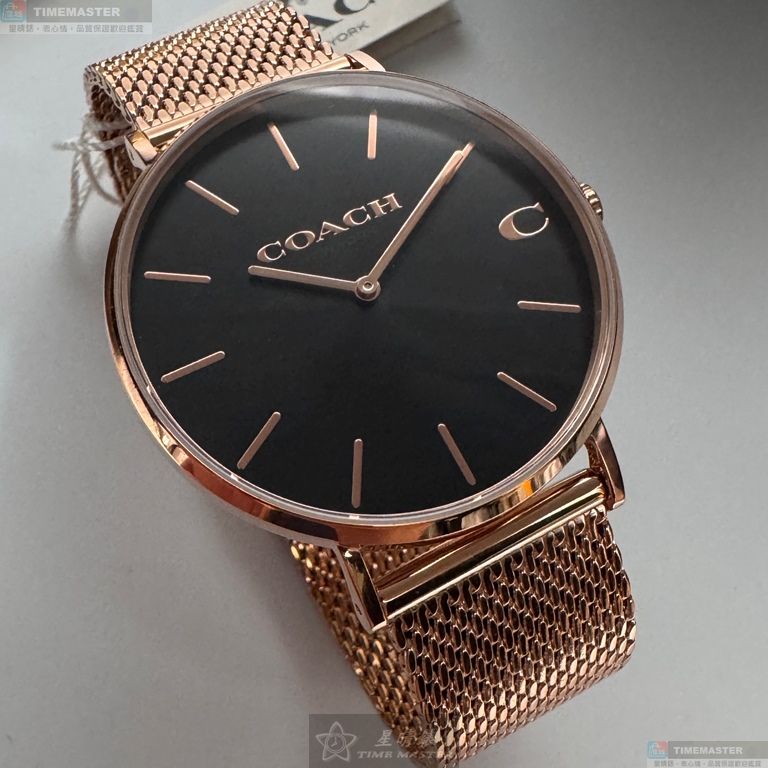 [星晴錶業]COACH手錶,42mm,CH00243黑色錶面玫瑰金錶殼玫瑰金色米蘭錶帶款, , large