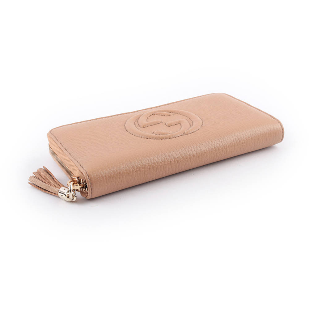 GUCCI SOHO 牛皮ㄇ形拉鍊長夾/裸粉色, , large