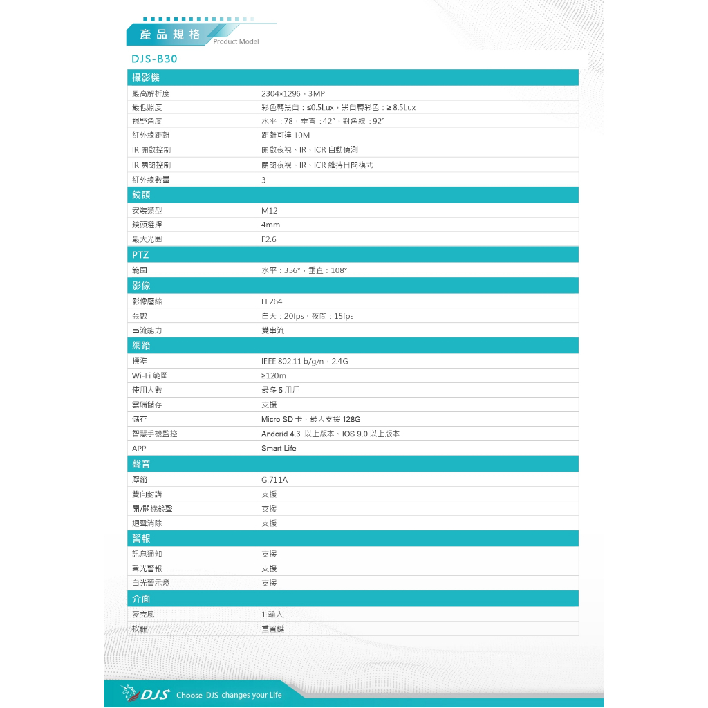 昌運監視器 DJS-B30 IoT 物聯網 Wi-Fi 旋轉式室外攝影機 Wi-Fi監視器 Wi-Fi小球機, , large