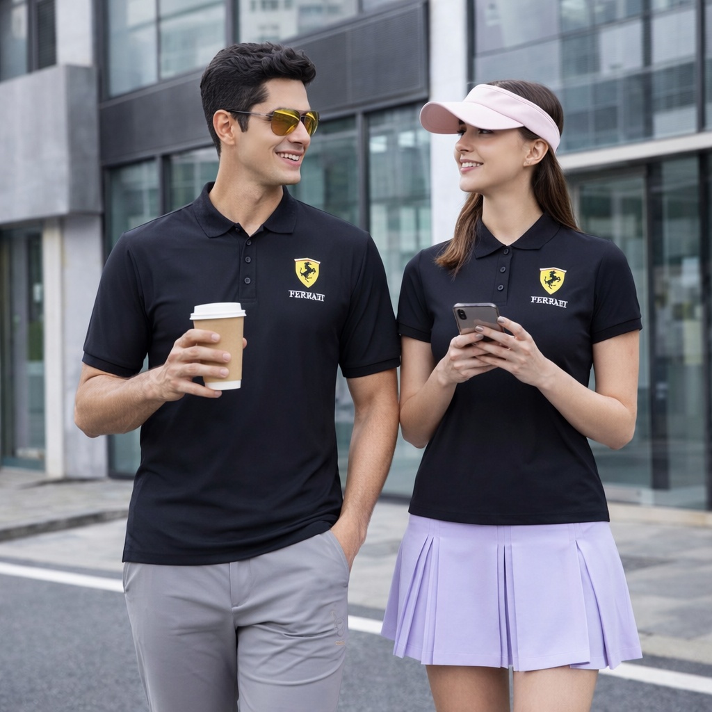 【FALALI】Short-sleeved cooling polo shirt - Men's (black) , , large