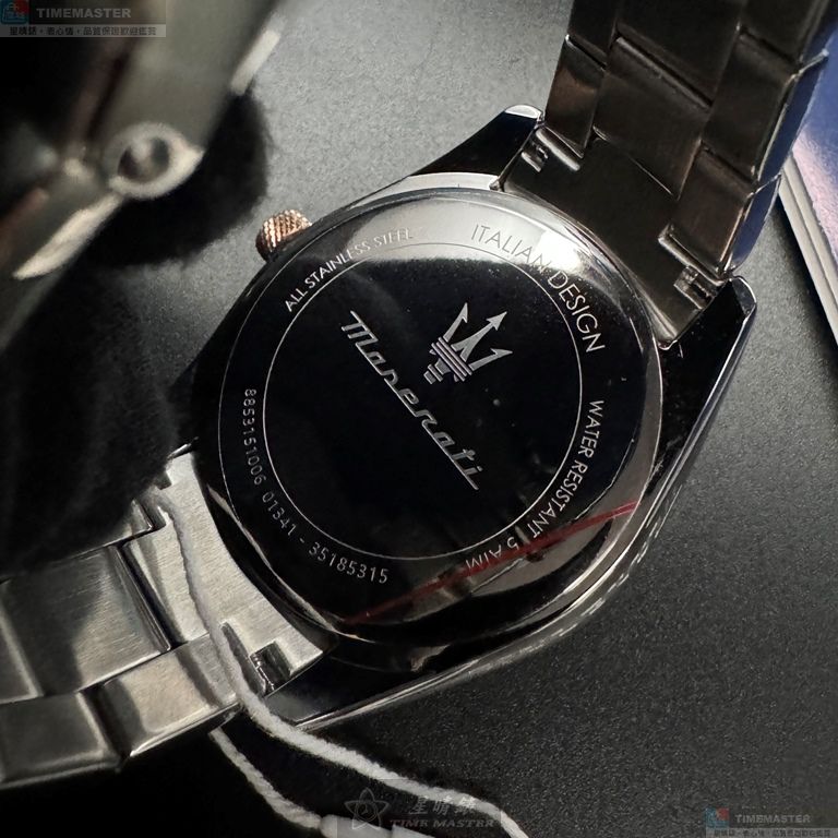 [星晴錶業]MASERATI手錶,42mm,R8853151006寶藍色錶面玫瑰金錶殼金銀相間精鋼錶帶款, , large