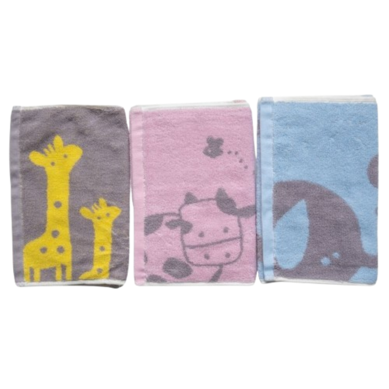 [Kaimei Cotton Industry] 8-pack Random Excellent Pure Cotton Untwisted Yarn Water-absorbent Children's Towel/Bath Towel/Face Towel Animal Friend Towel, , large