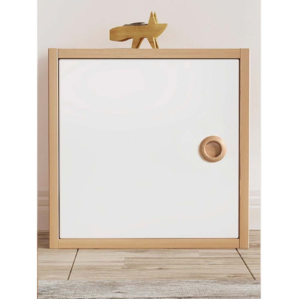 【樂樂】好好Q書架 木質兒童儲物單元格書櫃 一行一列-原木色帶柜門款, , large