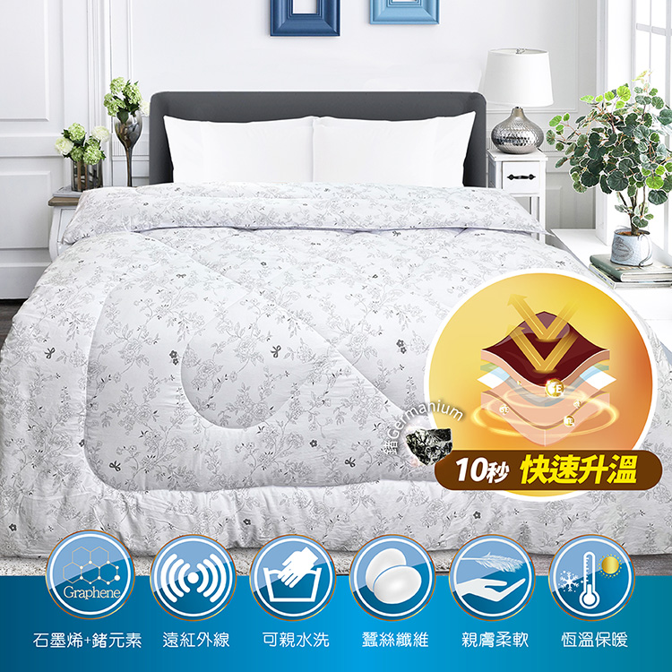 VICTORIA 石墨烯雙人抗菌可水洗蠶絲被/棉被胎, , large