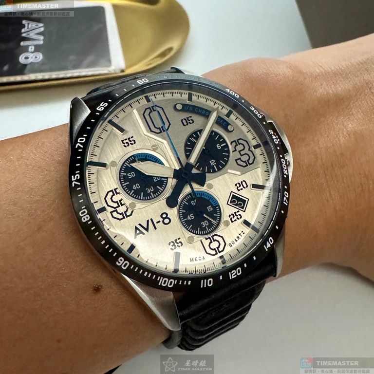 [星晴錶業]新品牌手錶,44mm,AV52669鈦金色錶面銀錶殼深黑色真皮皮革錶帶款, , large