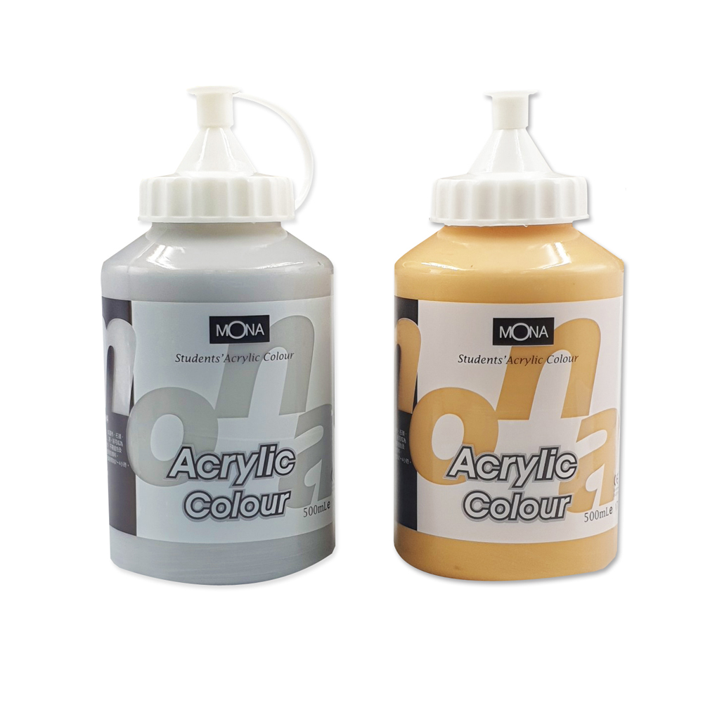 【Mona】壓克力顏料 500ml 金色、銀色 /瓶 461971/461972 L-971/L-972  -  L-972 銀色 461972, , large