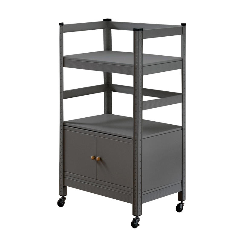 RICHOME角鋼三層附門置物架-灰<DIY組裝商品>