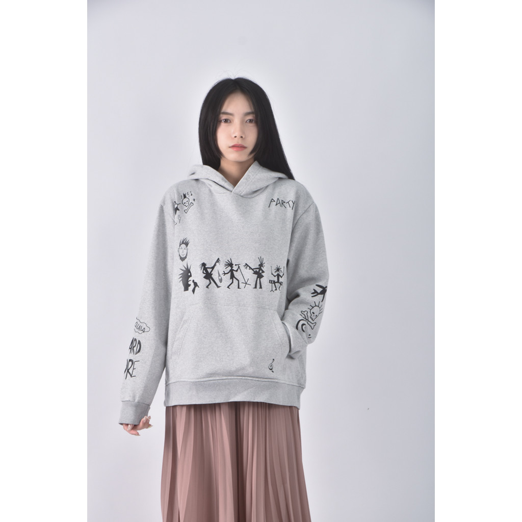 (L) 丹寧牛仔連帽灰色長袖上衣二手衣, , large