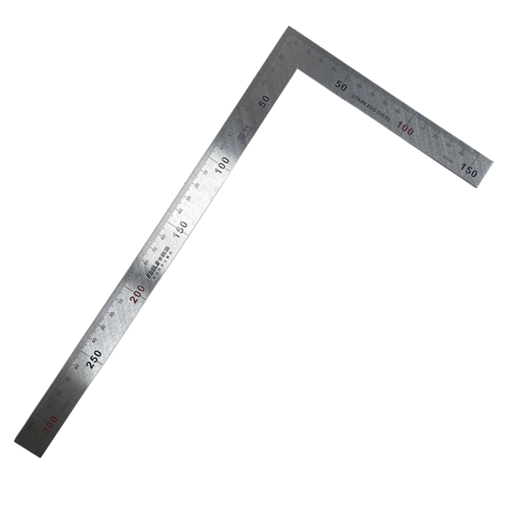 Stainless steel woodworking square 300*150mm (1.2mm thick) - double-sided metric, , large
