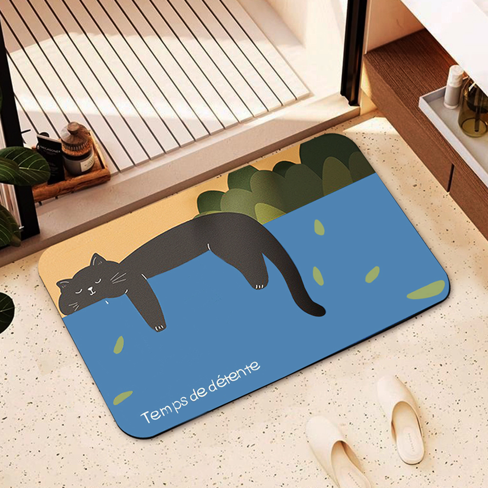 Soft diatomaceous earth water-absorbing non-slip floor mat with color printing, , large